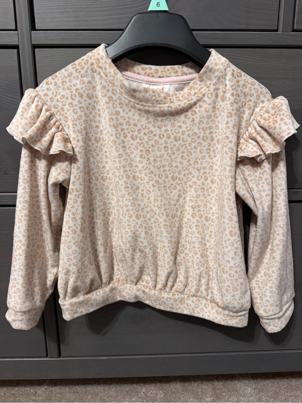 Cat & Jack Cream Leopard Ruffle Sweatshirt